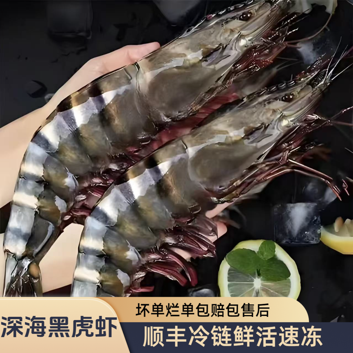 天然黑虎虾到手3斤黑金刚黑虎虾活冻老虎虾斑节虾年夜饭琵琶虾
