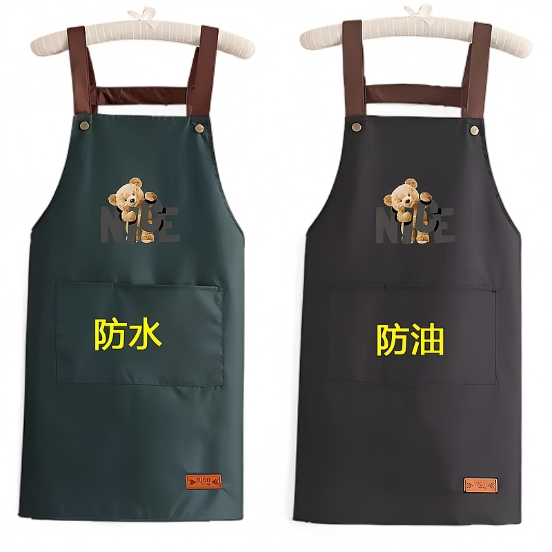 男女款厨房防水围裙围腰无袖背带网红工作服加大专用洋气防溅用品