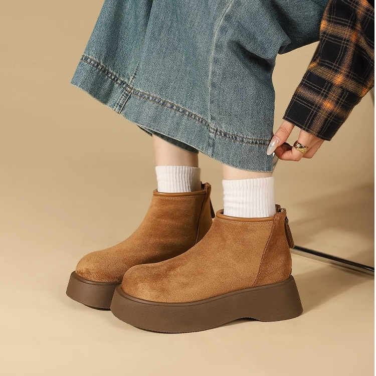 新2025秋冬英伦复古博肯鞋后拉链短靴女马丁靴