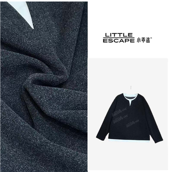 小乖逃1灰色卫衣T恤打底时尚休闲潮流假两件V领卫衣S25638