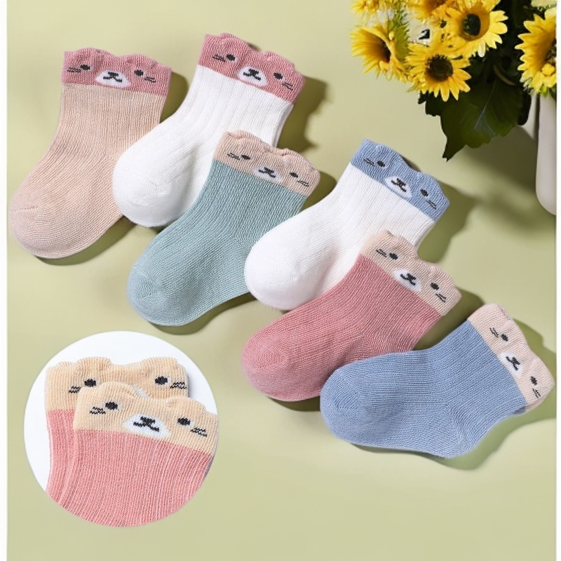 婴儿袜子0-3岁新生儿袜子婴幼儿宝宝袜子a类透气松口中筒袜不勒脚