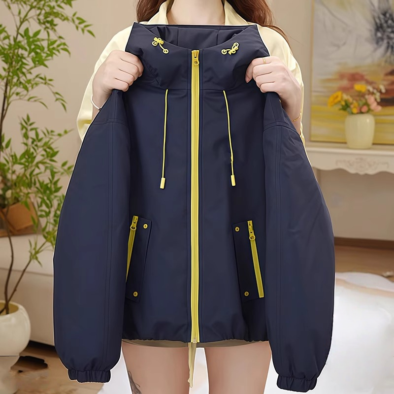 女童加绒冲锋衣外套秋冬2025新款防风加厚一体绒派克服撞色棉服潮