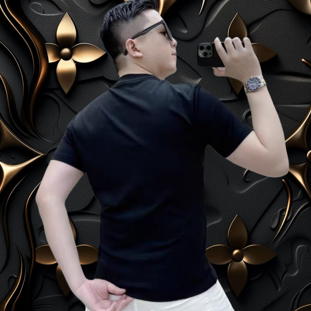 网红爆款男士轻奢痞帅潮牌短袖T恤时尚百搭弹力丝光棉短T恤