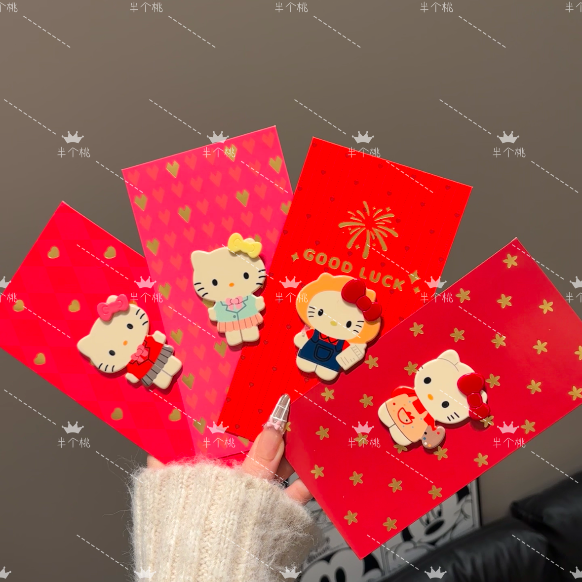 卡通烟花爱心kt猫红包2026新年可爱创意个性红包袋结婚压岁钱礼物