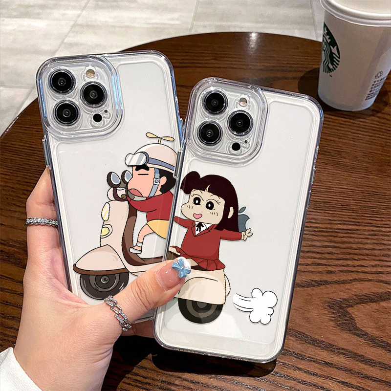 情侣苹果16promax摩托车小新小爱15手机壳iPhone17适用12透明软13
