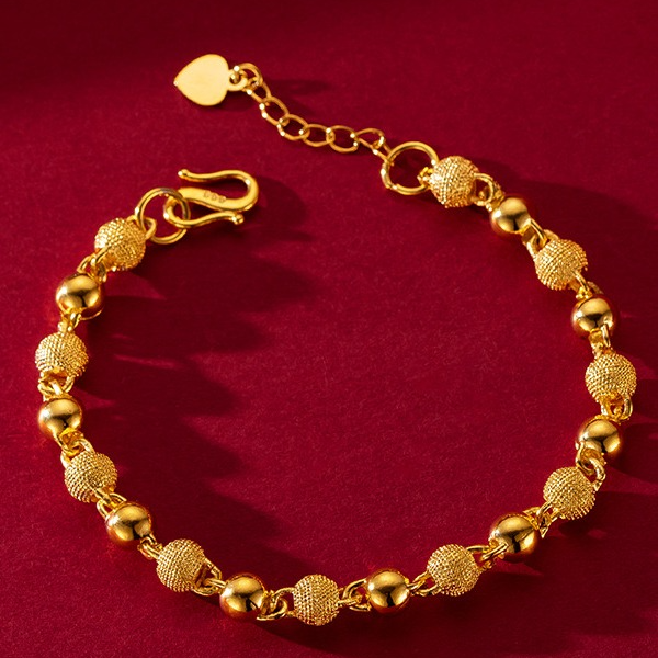 铜合金手链 【今日福利MY】磨砂转运珠女士手链光砂串珠手链经典【Z】