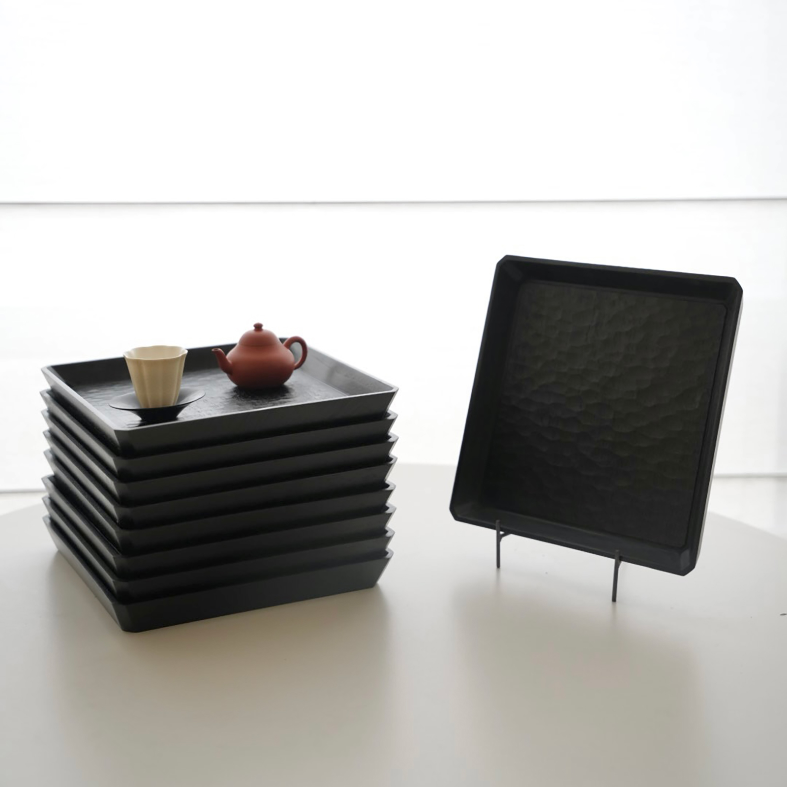 VAST无垠器皿梯形茶盘日式黑色甜点托盘简约ins家居装饰烘焙餐盘