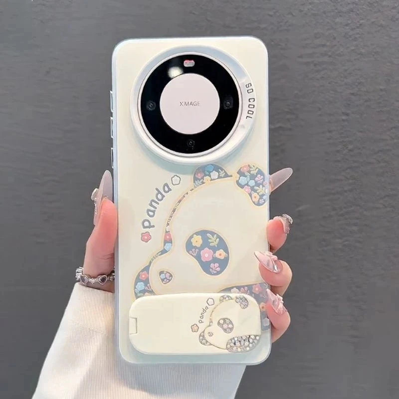 C06碎花熊适用苹果16华为OPPO/VIVO小米手机壳磨砂彩银iPhone荣耀