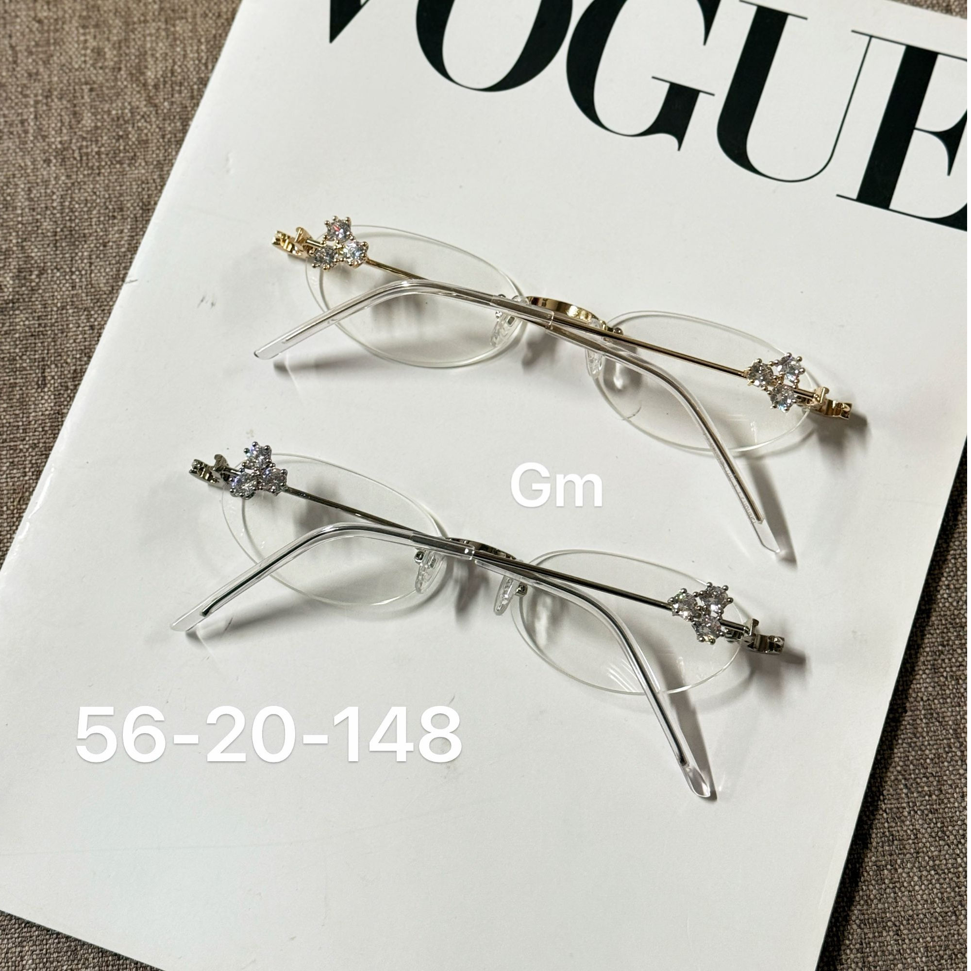 Gunnnn535深圳制造新款无框镶钻精致眼镜男女通用防蓝光可配近视
