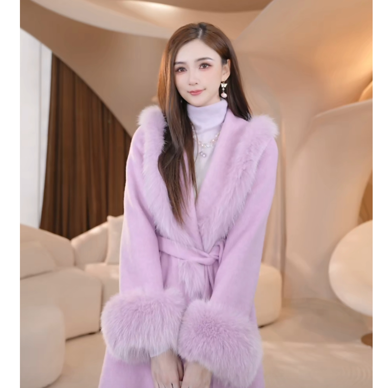 COCO BECCI【桃花恋曲】绵羊毛羊驼毛高级感气质外套CFXYC300136