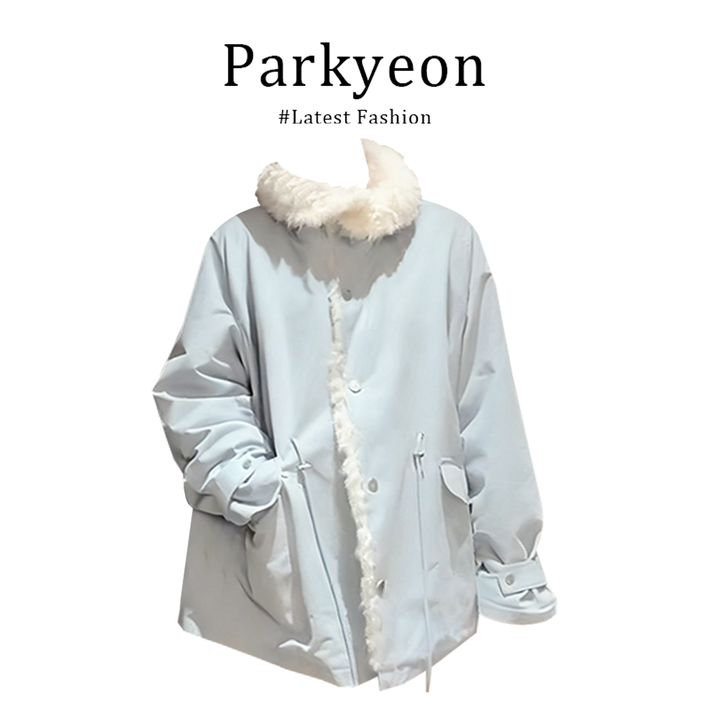 MARIE.COCO巴恩风毛绒派克棉服女冬季新款宽松加厚保暖棉衣外套