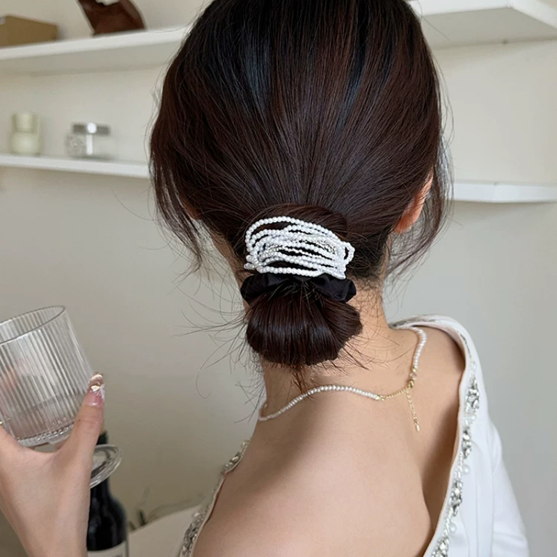 气质仿珍珠发绳高弹力甜美大肠发圈不伤发橡皮筋头绳女生扎头发