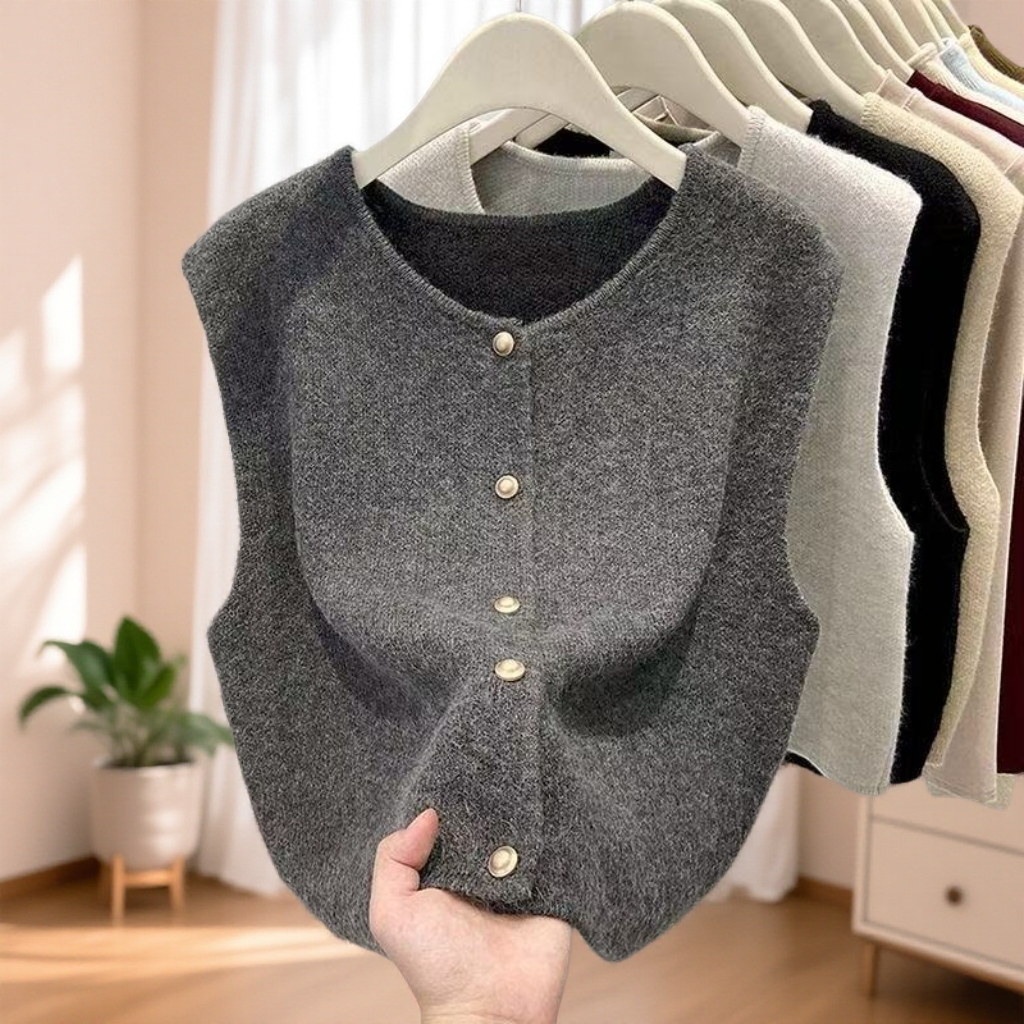 高级感百搭纯色羊毛马甲开衫女秋冬加厚羊绒毛衣叠穿背心坎肩上衣