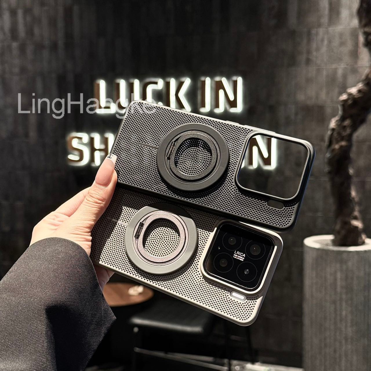 创意360旋转磁吸支架散热镂空适用小米15手机壳15pro时尚14pro/14