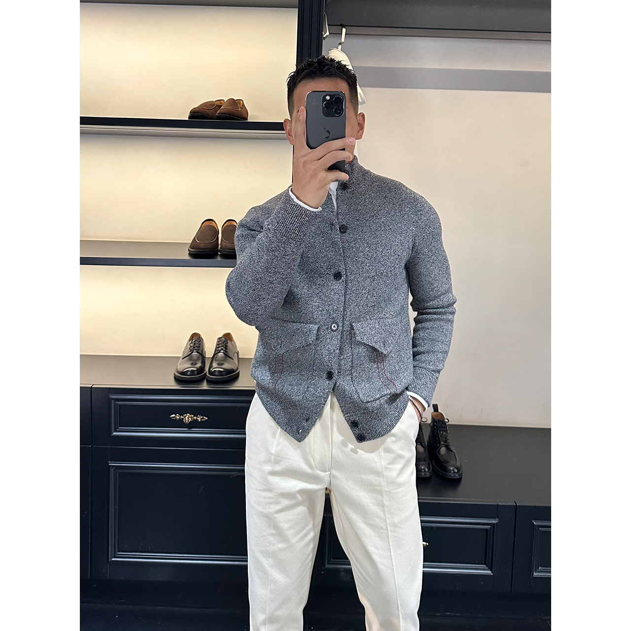 DAN LANG 394#男士通勤 立领羊毛棉混纺针织外套