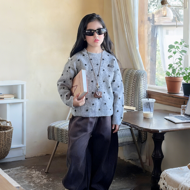 女童毛衣秋冬2025新款女大童秋季韩系休闲针织上衣儿童百搭毛线衣