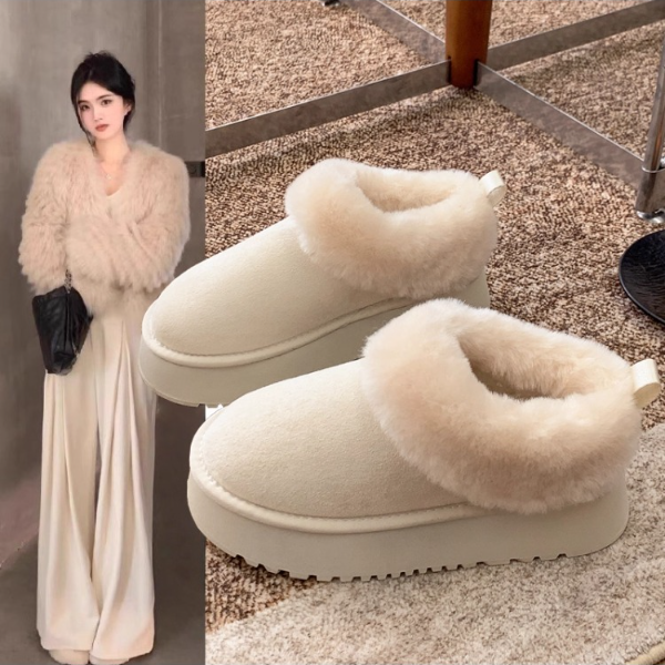 新百伦8cm白色厚底雪地靴女款2025年新款加绒保暖小个子增高棉鞋