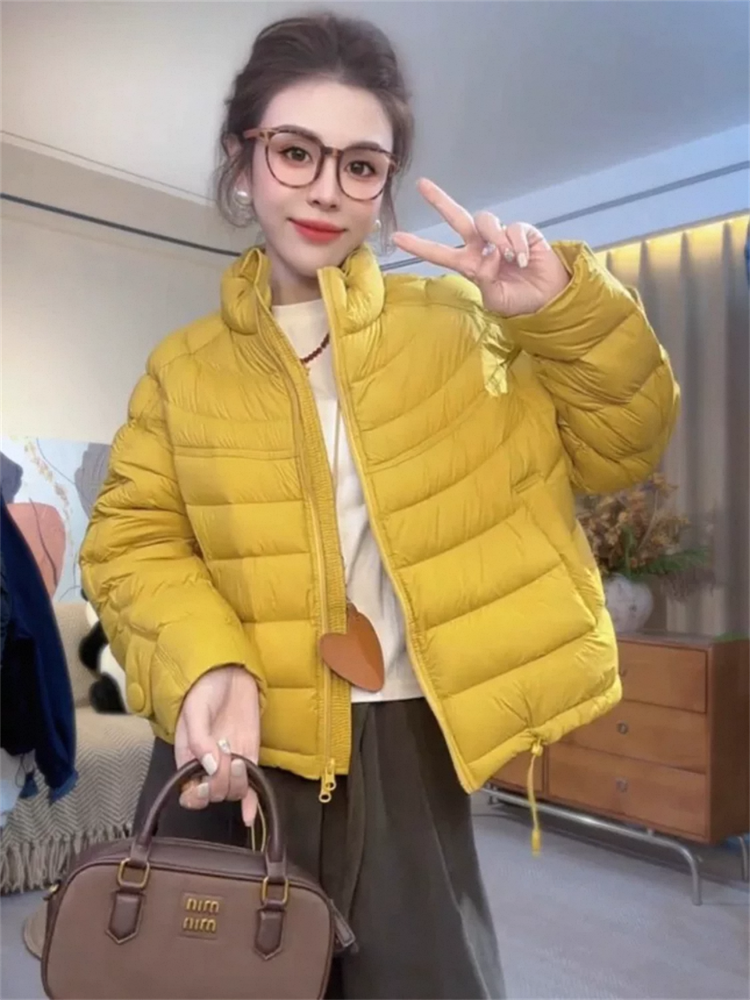 立领纯色时尚羽绒服2025冬季新款气质保暖百搭短款小个子羽绒外套