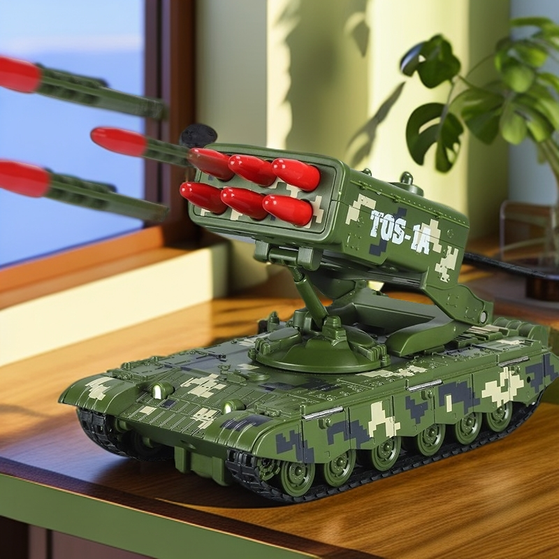 合金重型履带式火箭炮发射车装甲坦克可喷雾弹射军事车男孩玩具车