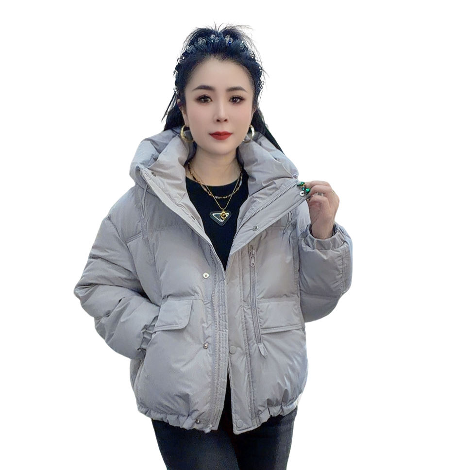 莉丽佳2923款女装长袖连帽拉链休闲宽松版棉服外套时尚洋气百搭版