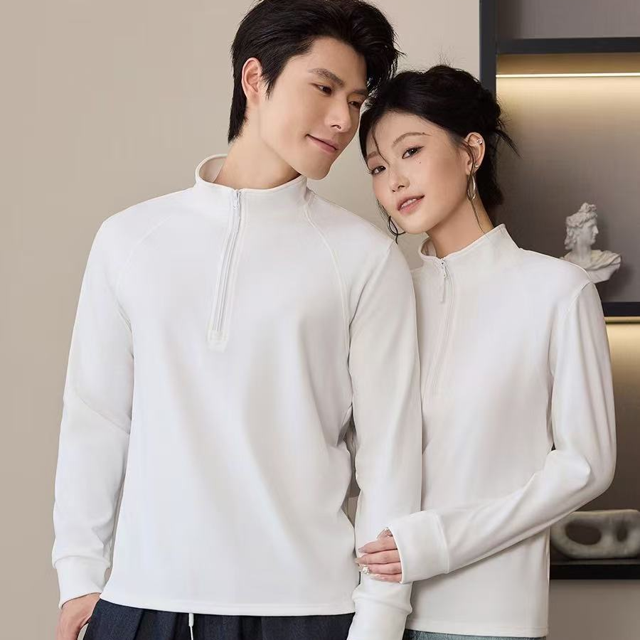 【2025】莱赛尔秋冬半拉链纯色时尚百搭情侣衫