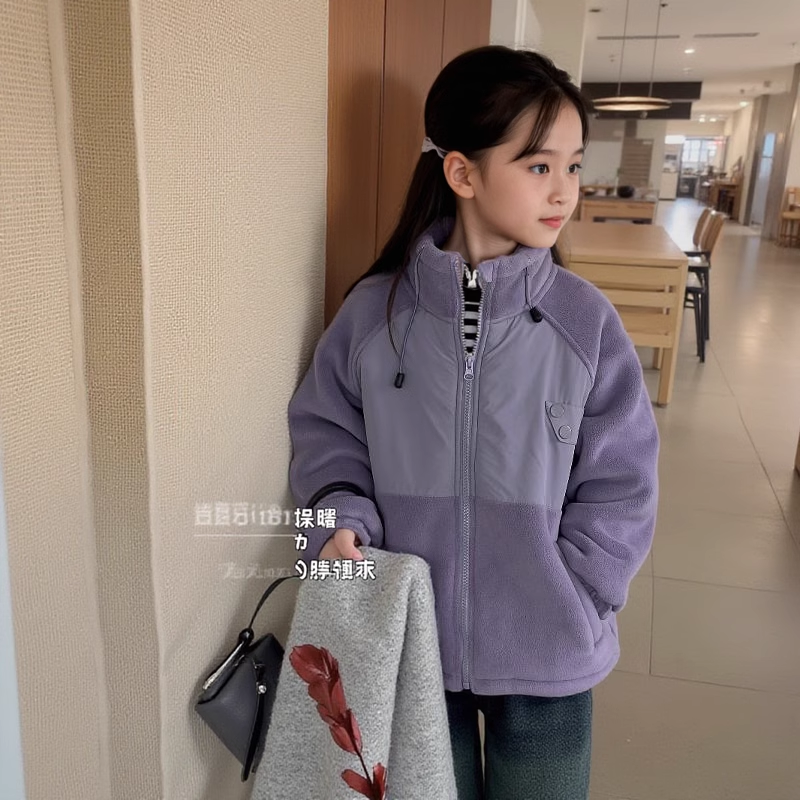 童装女童加绒加厚外套宝宝2025秋冬新款女孩洋气开衫儿童保暖衣