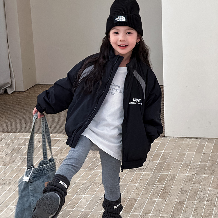 【加绒棉服】儿童秋冬保暖棉衣加厚休闲拼色夹克棉服立领外套25G008