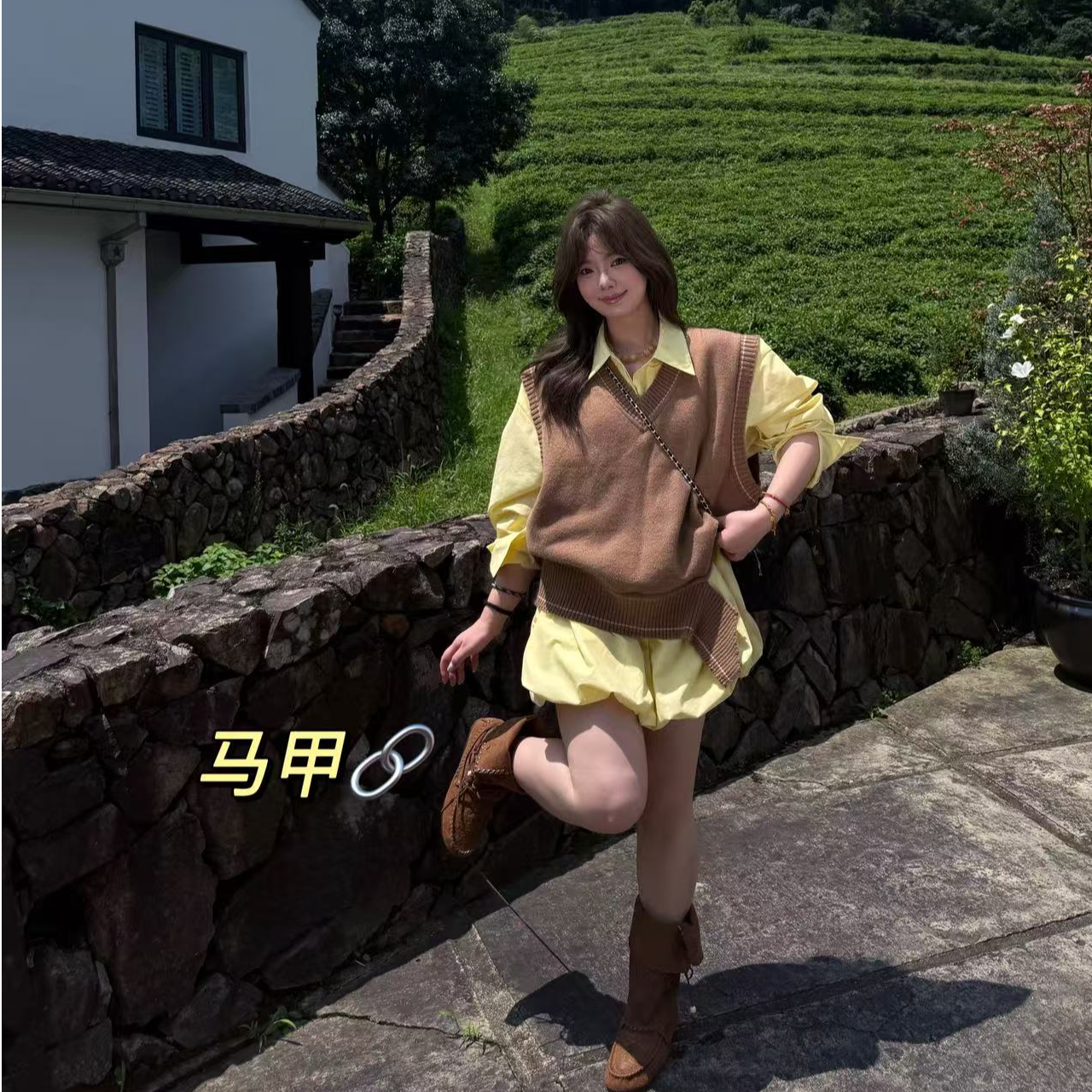 晶咕软软【早秋协奏曲】复古百搭韩系小众学院风叠穿V领针织马甲