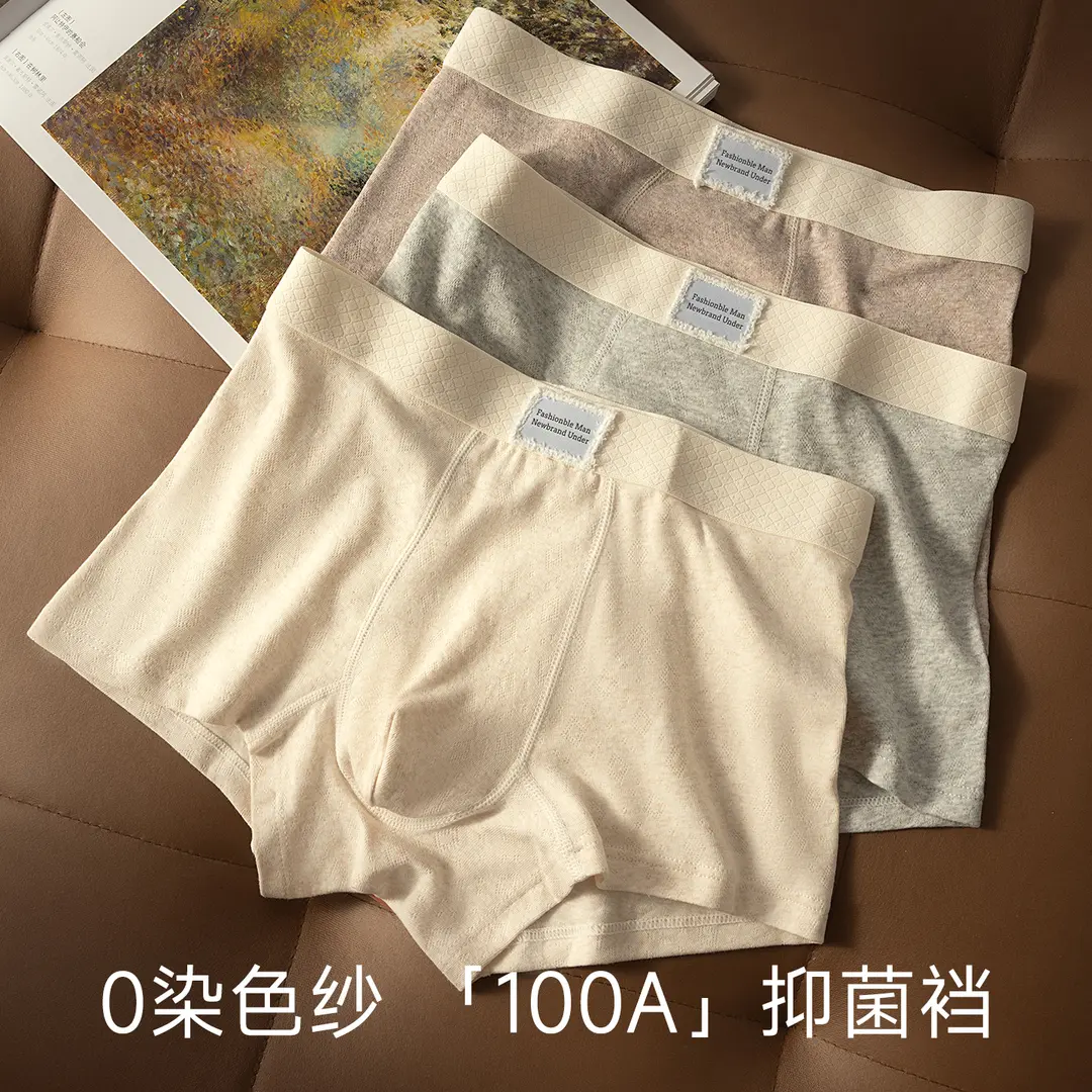美拉德秋冬新款花纱棉男士内裤柔软亲肤舒适阳光棉中腰运动平角