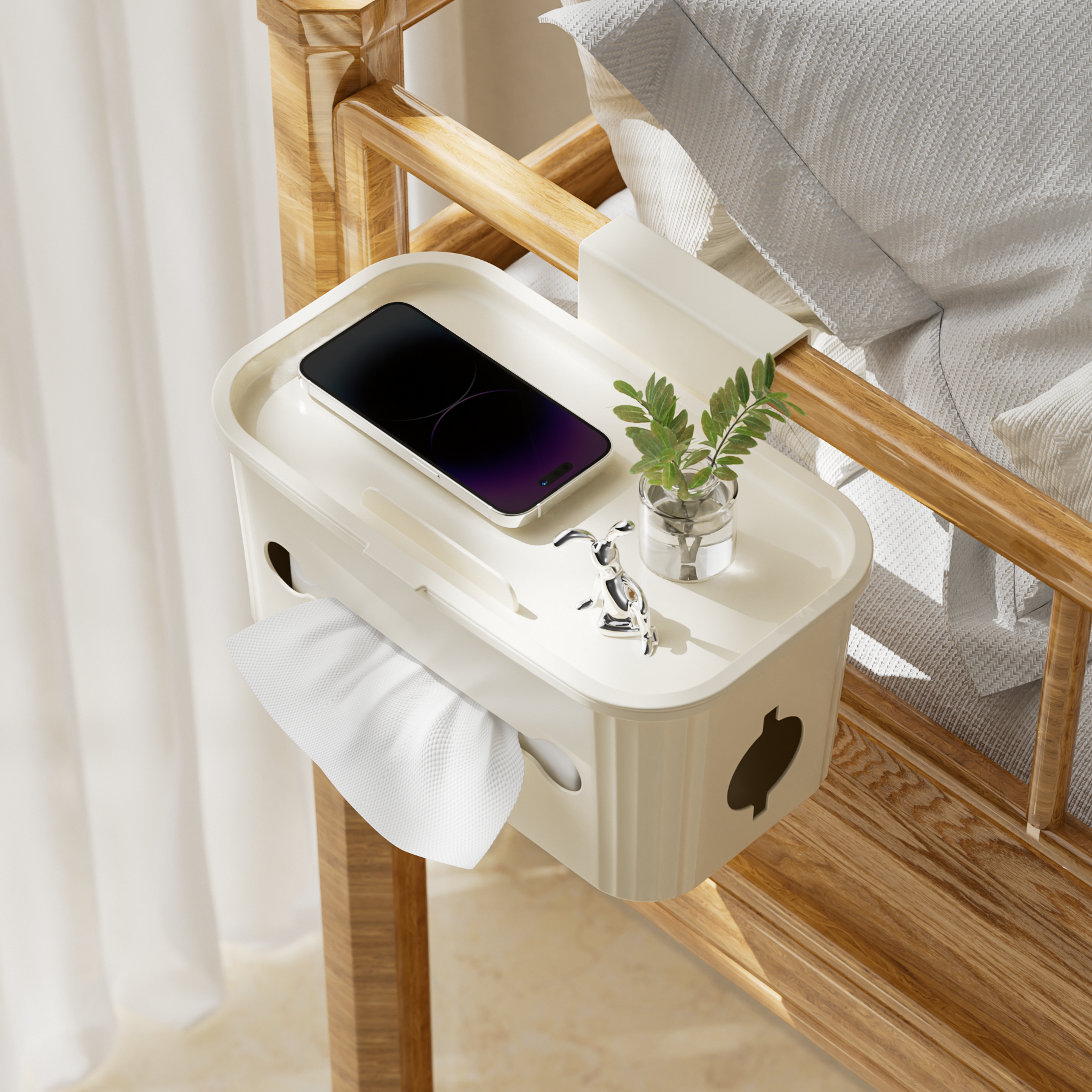 宿舍床边挂篮床头置物架免打孔大学生上下铺零食架寝室收纳篮神器