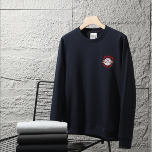 撤柜款 男士四季款重磅水洗棉圆领套头宽松刺绣卫衣 打底衫5119