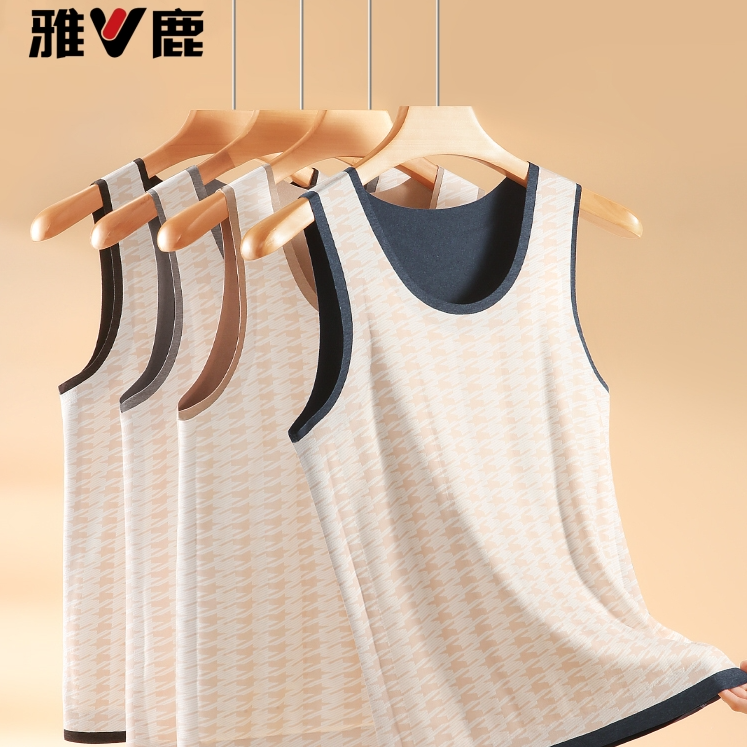 雅鹿羊毛保暖背心男士秋冬季防寒内搭简约保温双面加厚暖腰背简约