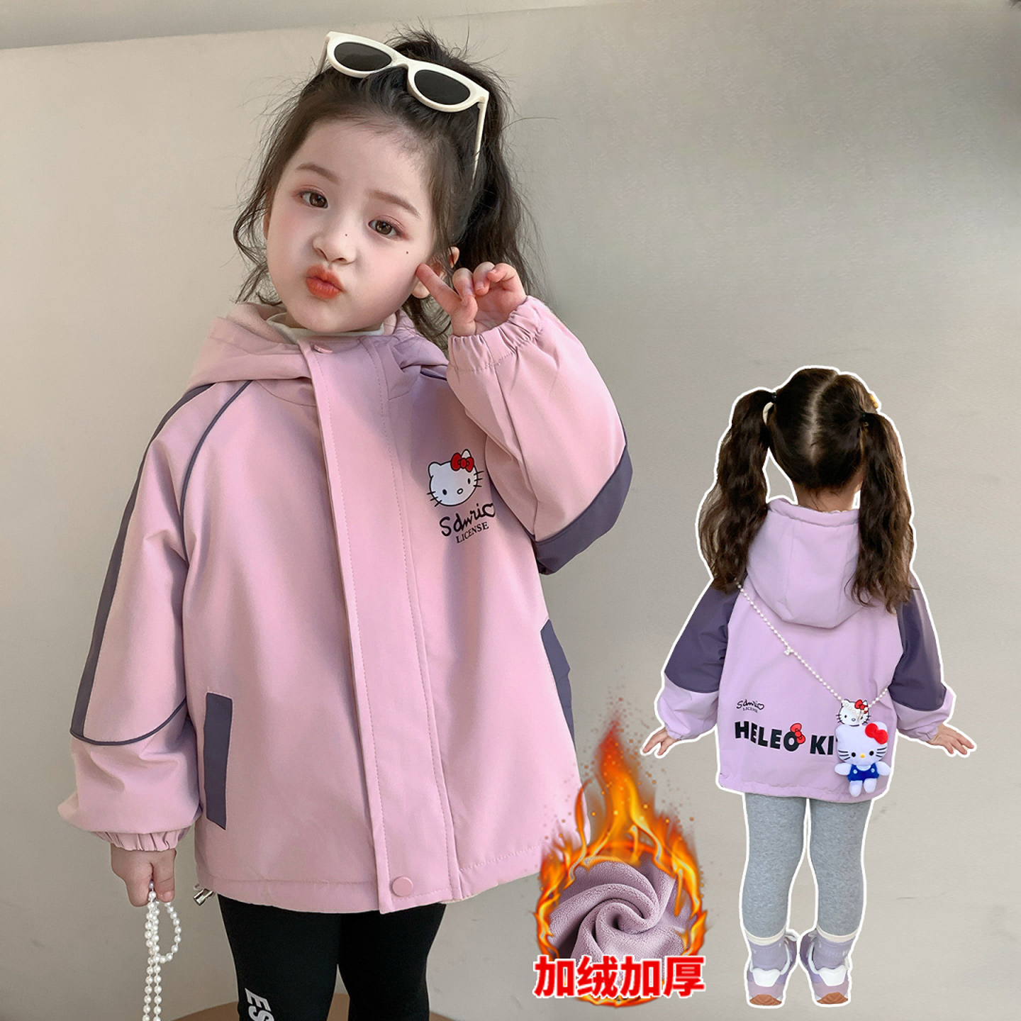 2025新款儿童冲锋衣棉衣加绒加厚款女童棉服棉袄冬季宝宝加厚秋冬