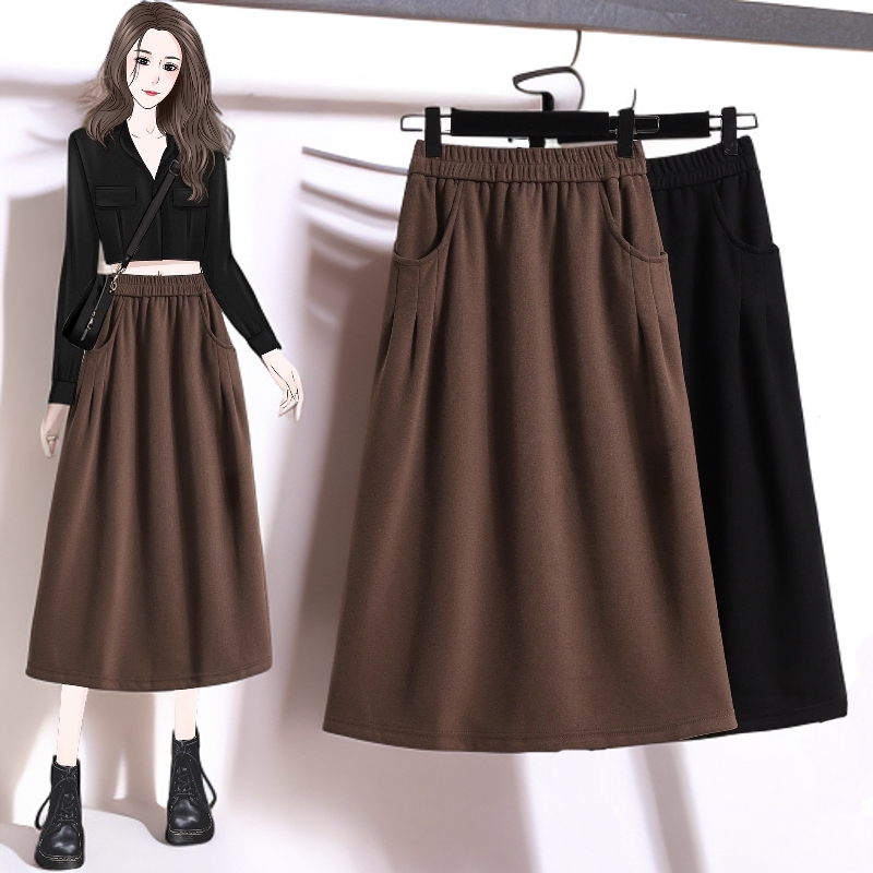 秋冬搭配外套加绒加厚气质休闲半身裙时尚显瘦a字裙小个子裙子