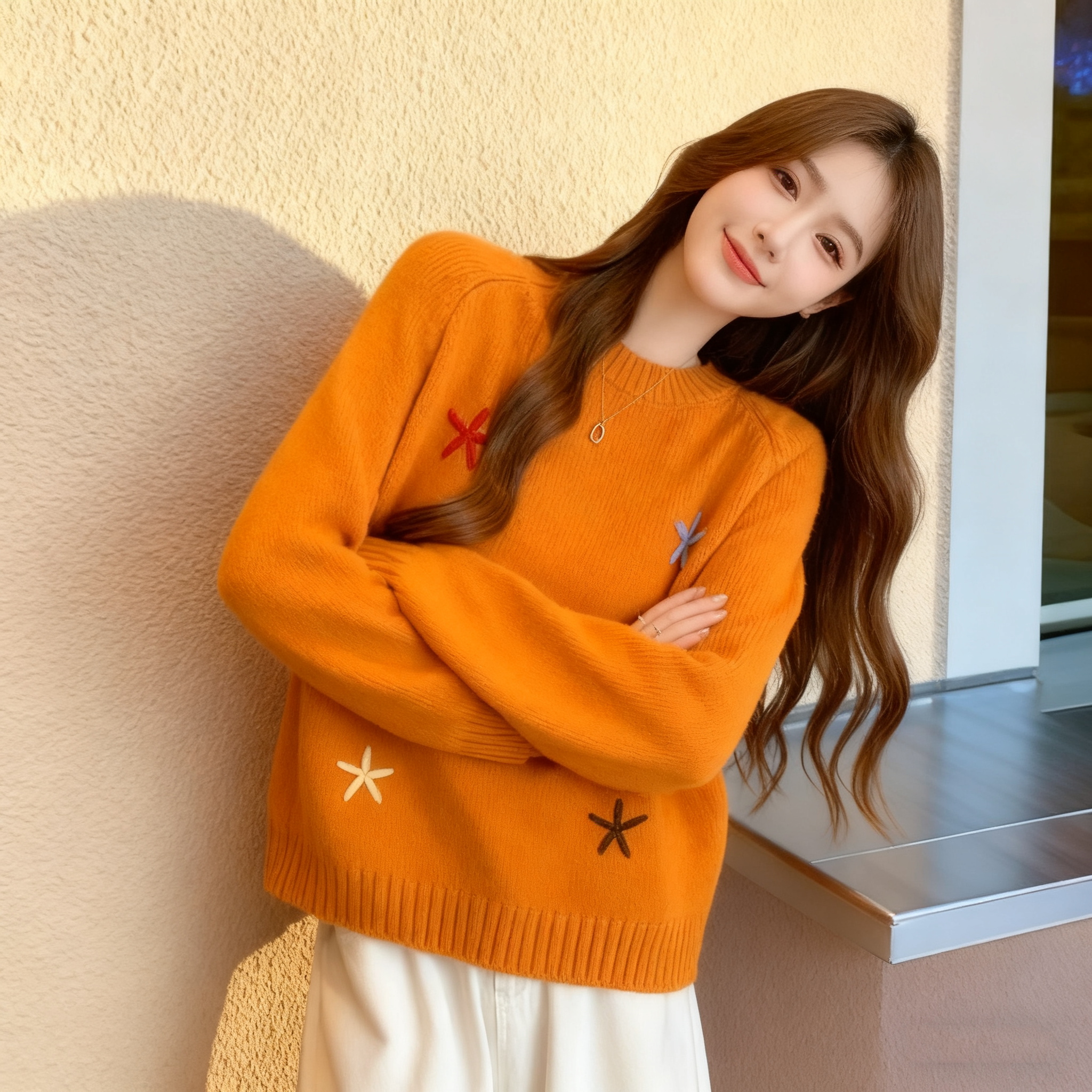 今年流行漂亮上衣长袖针织衫女秋冬季2025大码胖mm慵懒风宽松毛衣