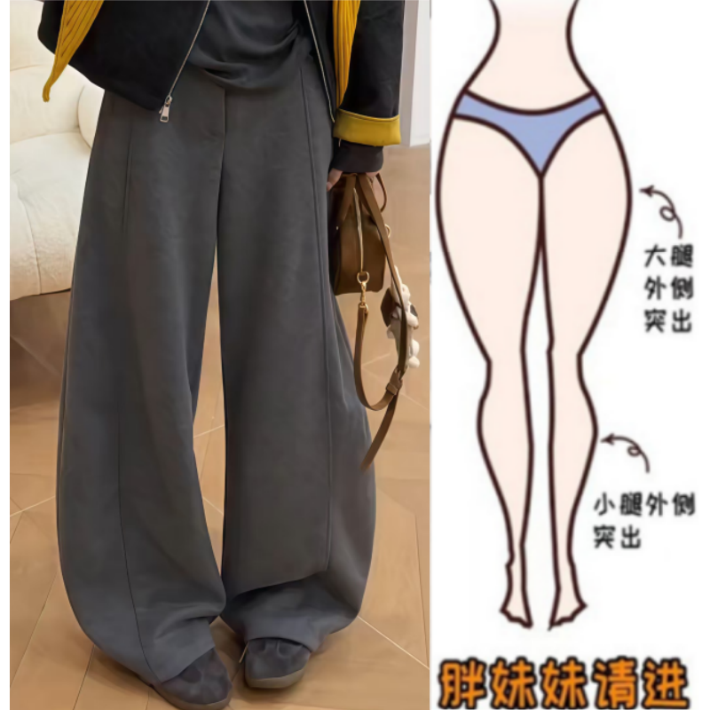 格洛森秋季新款梨形身材胖妹妹高腰显瘦时尚设计百搭弯刀休闲卫裤