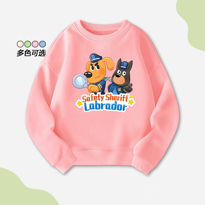 2025新款安全警长男女童卫衣秋冬款中小童装儿童酷帅炸街上衣外套