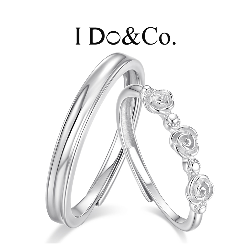 I Do&Co. 925银戒指 绮梦玫瑰对戒开口轻奢高级感送女友