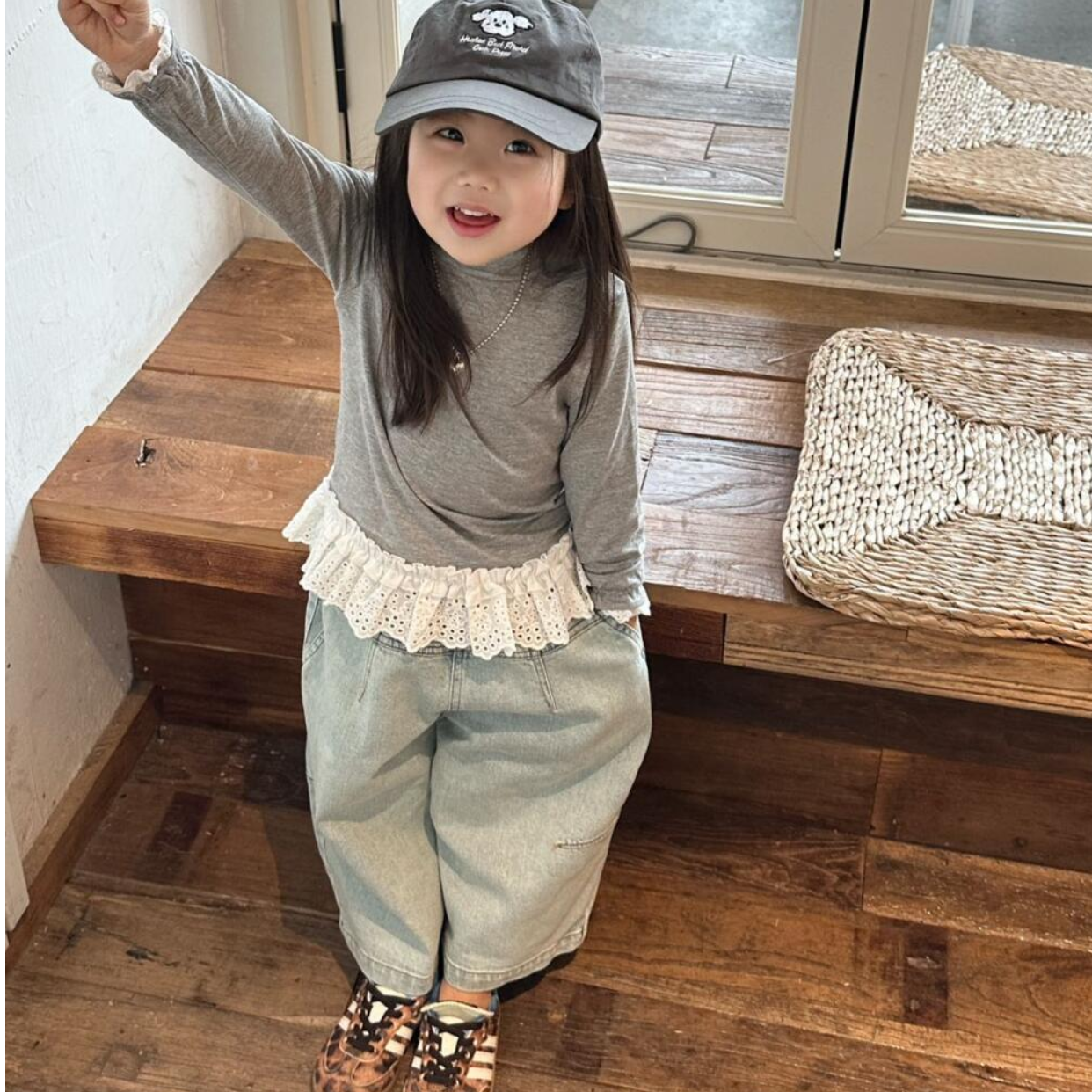 壹妈秋季春秋小孩女童外套公主裙长袖上衣套装新款洋气灰色牛仔裤
