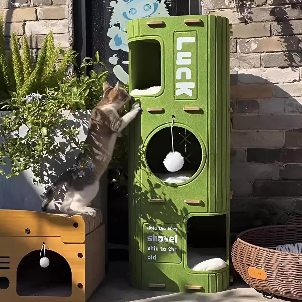 新款猫窝四季通用猫爬架猫抓板猫树一体猫咪树洞多层封闭式猫屋房