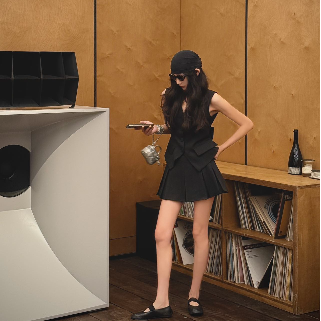 2025夏季气质千金风别致露背蝴蝶结无袖小香马甲百搭百褶裙套装