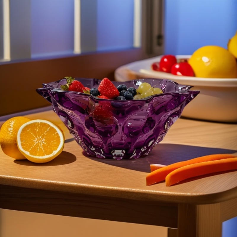 波西米亚紫色水晶玻璃水果盘大号干果零食果斗
