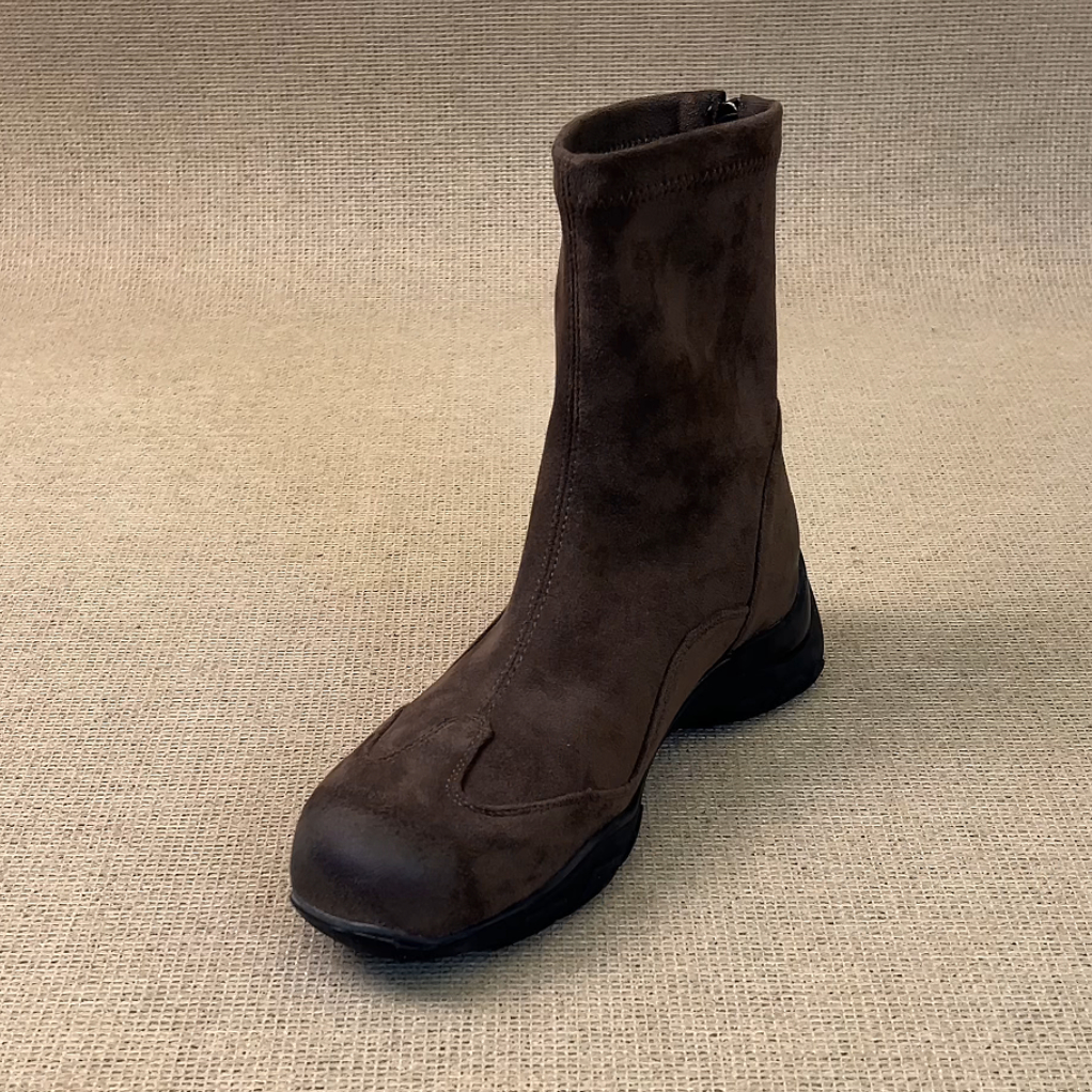 RubyL/4cm休闲通勤舒适百搭后拉链圆头运动风厚底弹力瘦瘦靴女款