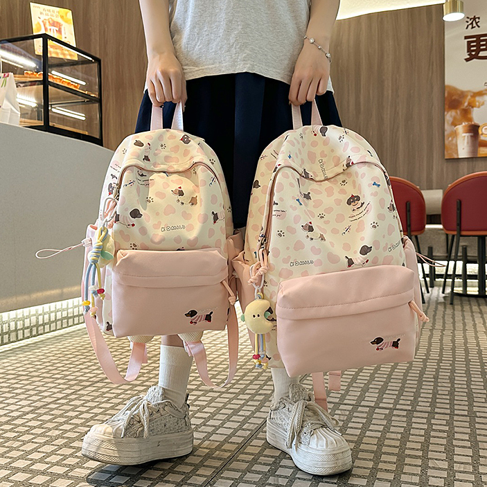 小学女童可爱腊肠狗书包女初中生高中大学生上课研学双肩包小背包