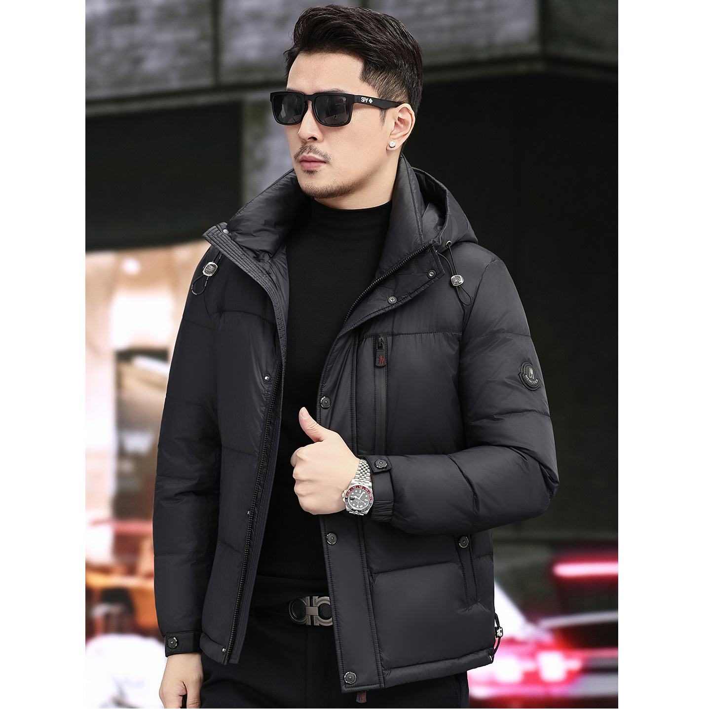 斯洛加霍特男士羽绒服连帽短款冬季潮流欧货男装时尚加厚保暖外套