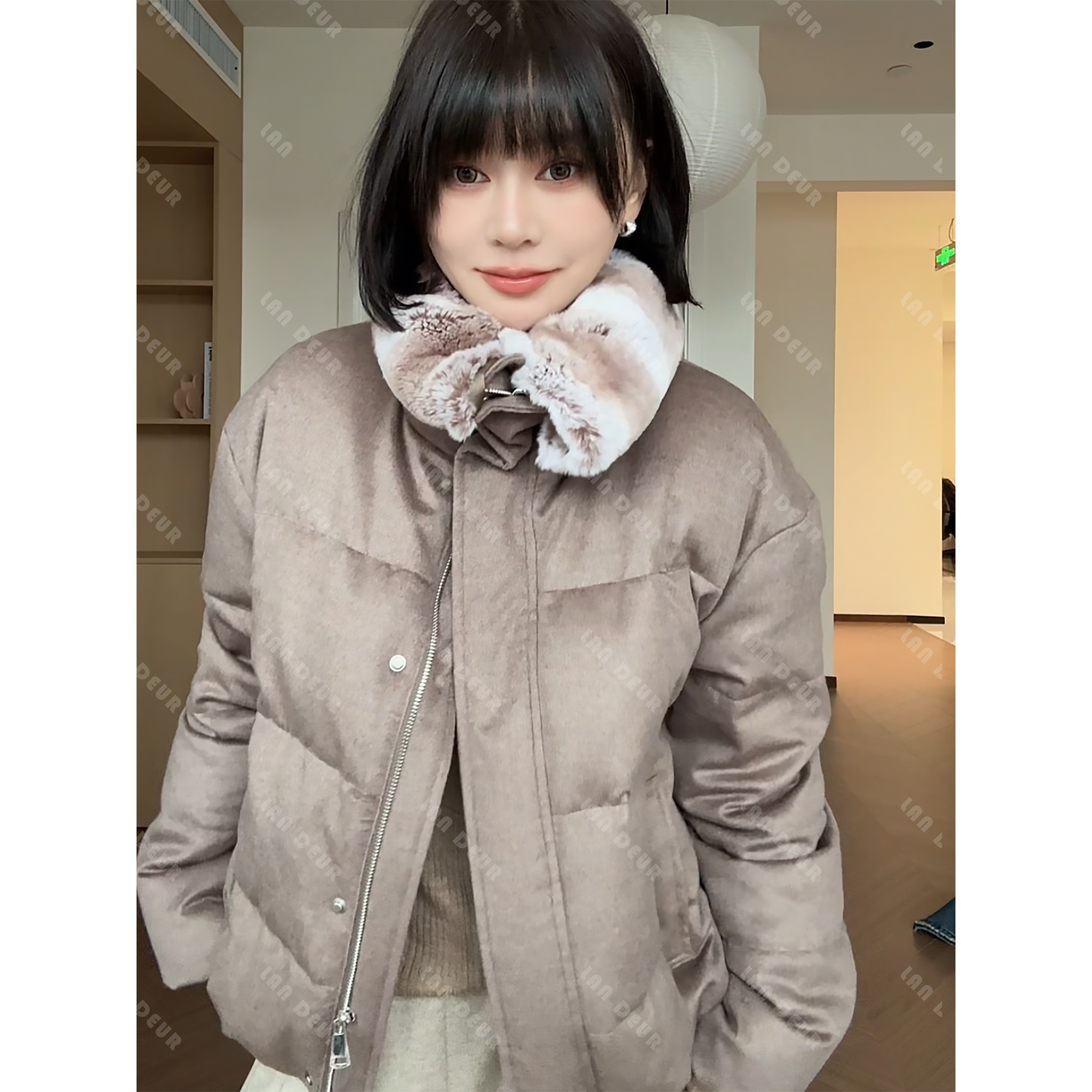 【孤舟钓雪】轻奢时尚百搭慵懒风保暖鹅绒服外套冬季女上衣