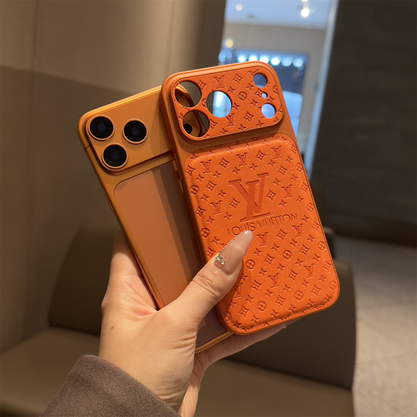 秋冬款气垫适用苹果17promax星宇橙手机壳新款16闪粉15皮iPhone14