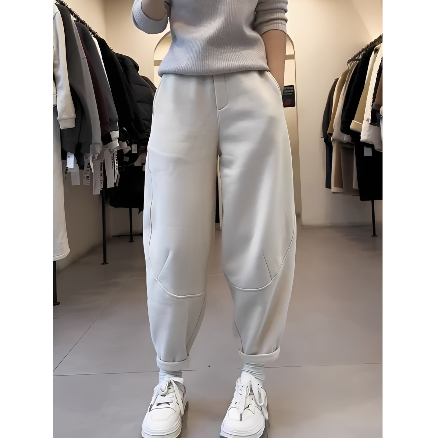 入冬韩系潮款哈伦裤松紧高腰宽松显瘦时尚洋气加绒保暖休闲萝卜裤