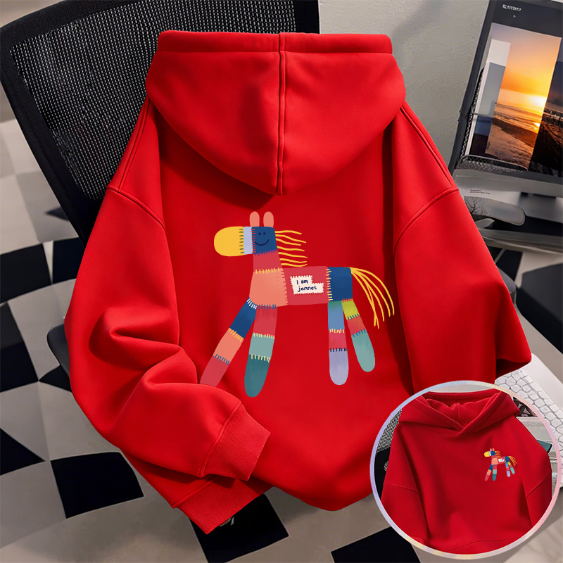 马年本命年衣服儿童加绒红色卫衣2026新款女童新年过年男童拜年服