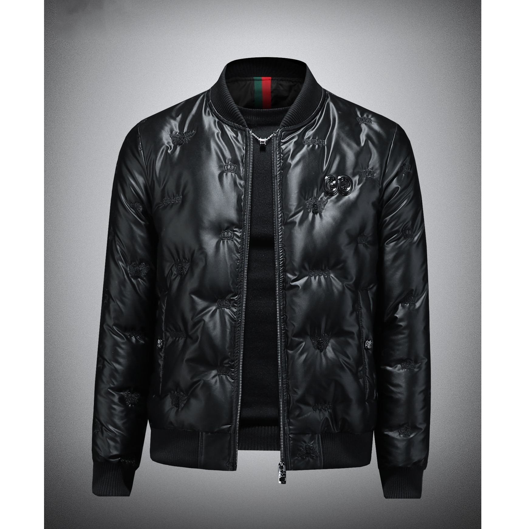 BQDK高端羽绒服男外套冬季潮流亮面刺绣痞帅青年短款加厚棒球夹克